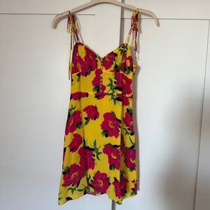The Kooples Yellow Silk dress with Peony Print - size small